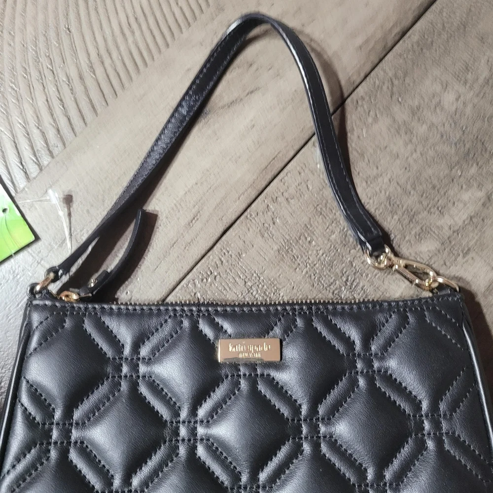 Kate Spade Astor Court Linet New York Black Quilted Quilted Leather NEW